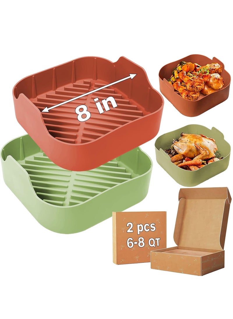 Air Fryer Silicone Liners Silicone Liners for Air Fryer Basket 8 Inch Reusable Square Liners for 68 QT Air Fryer
