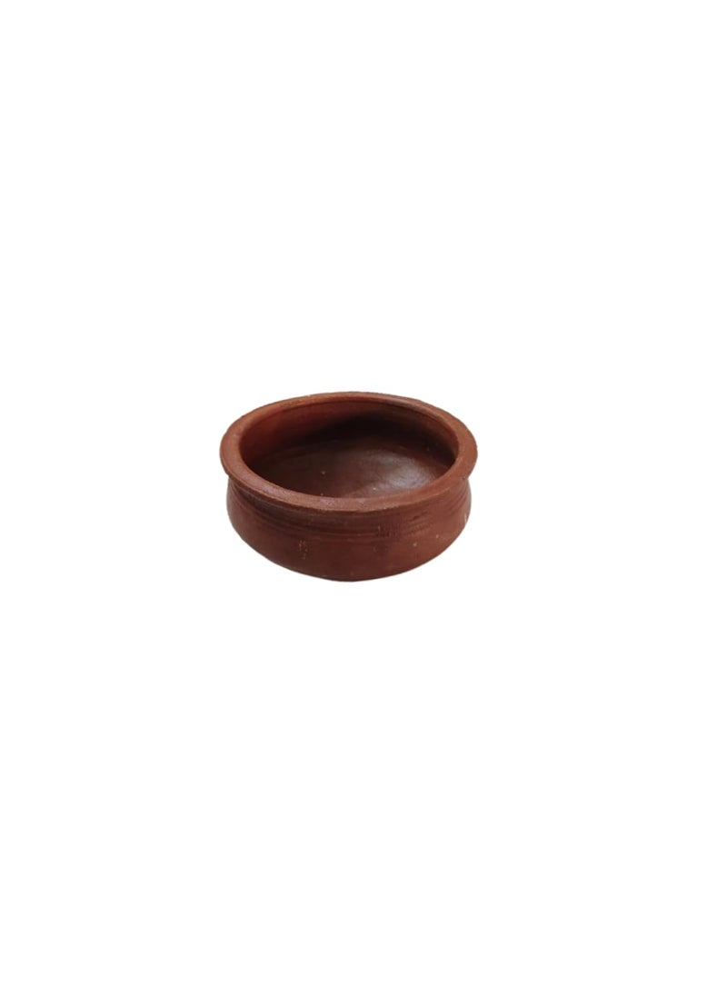 BS Clay Works - Handmade Clay Handi/kadai for Cooking/Veg/Non Veg/can be Used in Gas Stove / 750ML Without Lid – Pack of 1 (Brown, Mini)