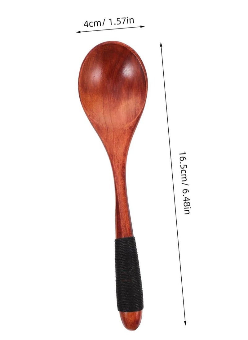 2 pcs Elegant Large Wooden Spoon Set Long Handle Cooking Spoons for Stirring Serving Soup Tea for Kitchen