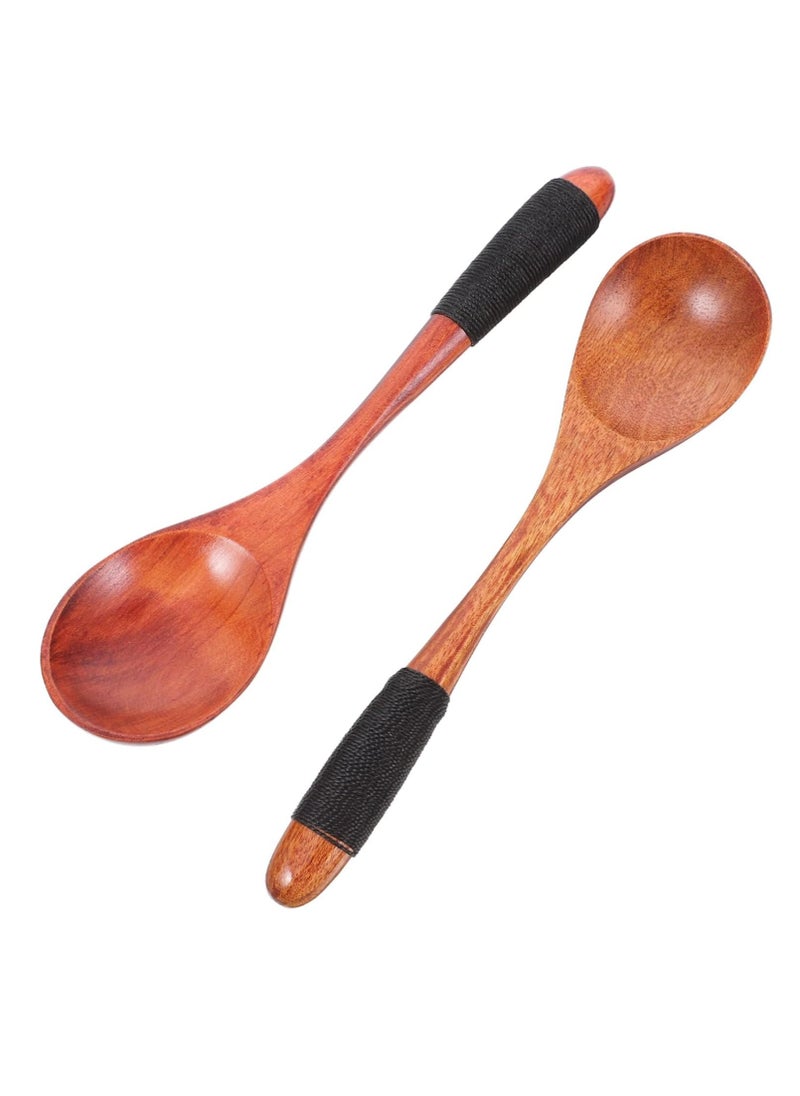 2 pcs Elegant Large Wooden Spoon Set Long Handle Cooking Spoons for Stirring Serving Soup Tea for Kitchen
