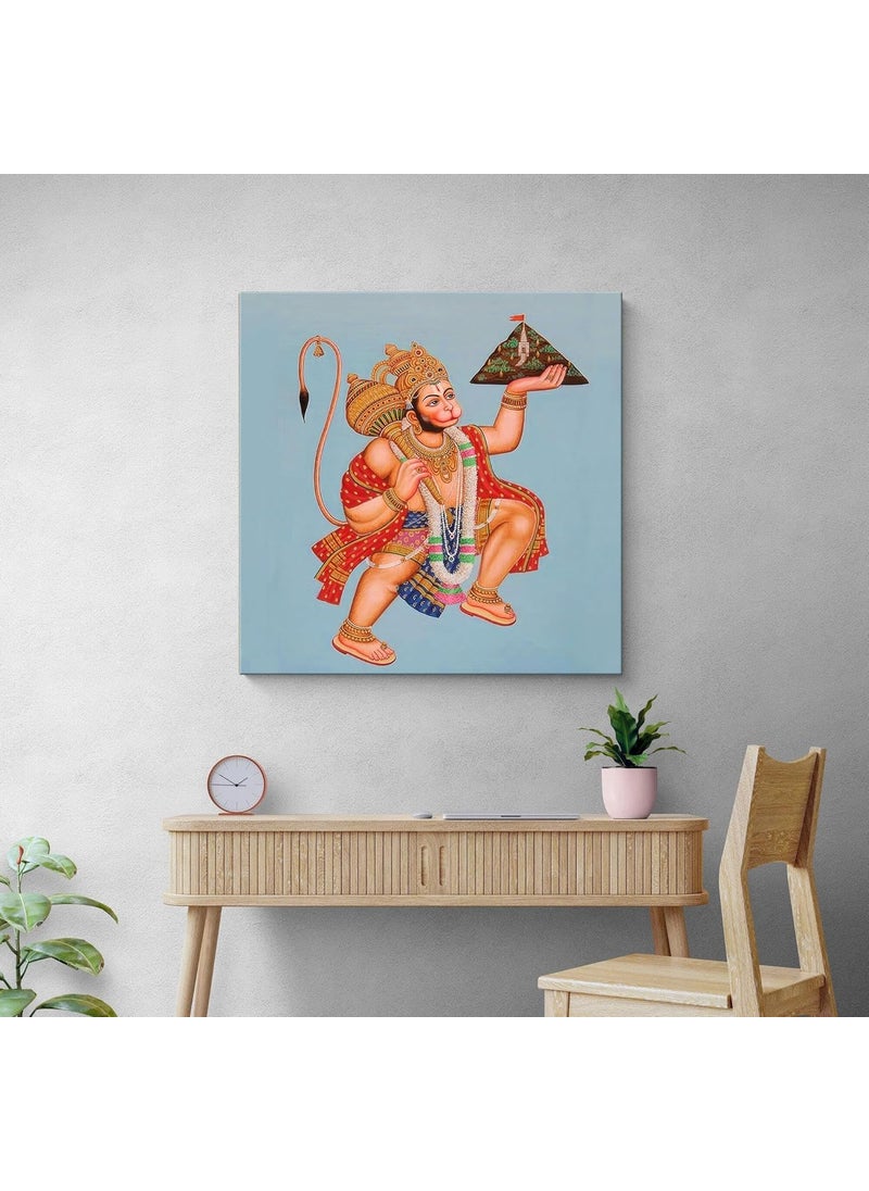 999STORE Hanuman Carrying the Sanjeevani Mountain with Devotion Canvas Painting Ramayana Art Hindu Mythology Decor Hanuman Wall ArtFLP24X240256