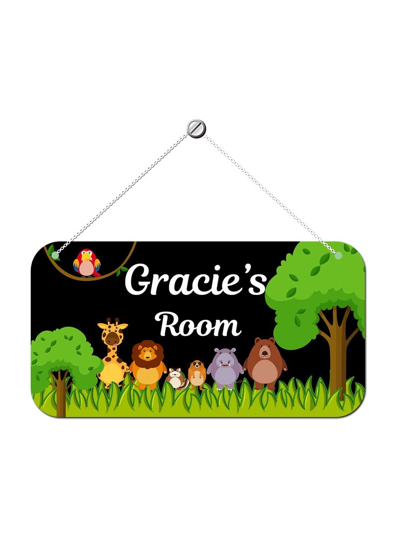 ASHVAH Animal theme Personalised Kids Room Name Plate WallDoor Sign Kids Room Dcor Size 28 x 14 cm Name Gracie