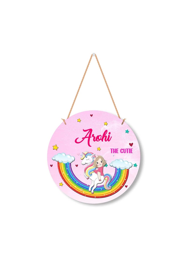 ASHVAH Unicorn Personalized RoomDoor Kids Name Plate with Hanging ChainDoor Sign Kids Room Dcor Size 10 inch Name Arohi
