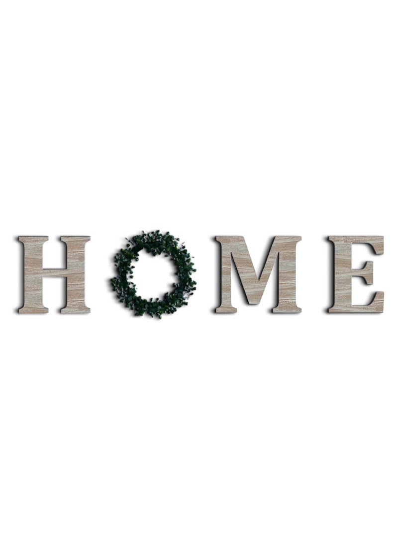 Chalk My Theme HOME Word With Ring Wreath Garland Wooden Sign Wall Art For Home Decoration Home Word Showpiece Wall Hanging Rustic