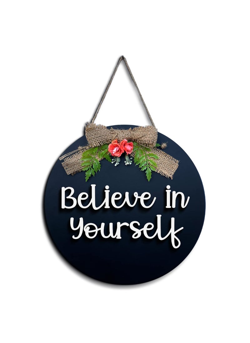 Believe in Yourself Motivational Quotes Wall Frames Hanging For Kids Room Study Room Office and Home Positive Wooden Quotes Wall Hanging For Entrance Door Living Room and Bedroom