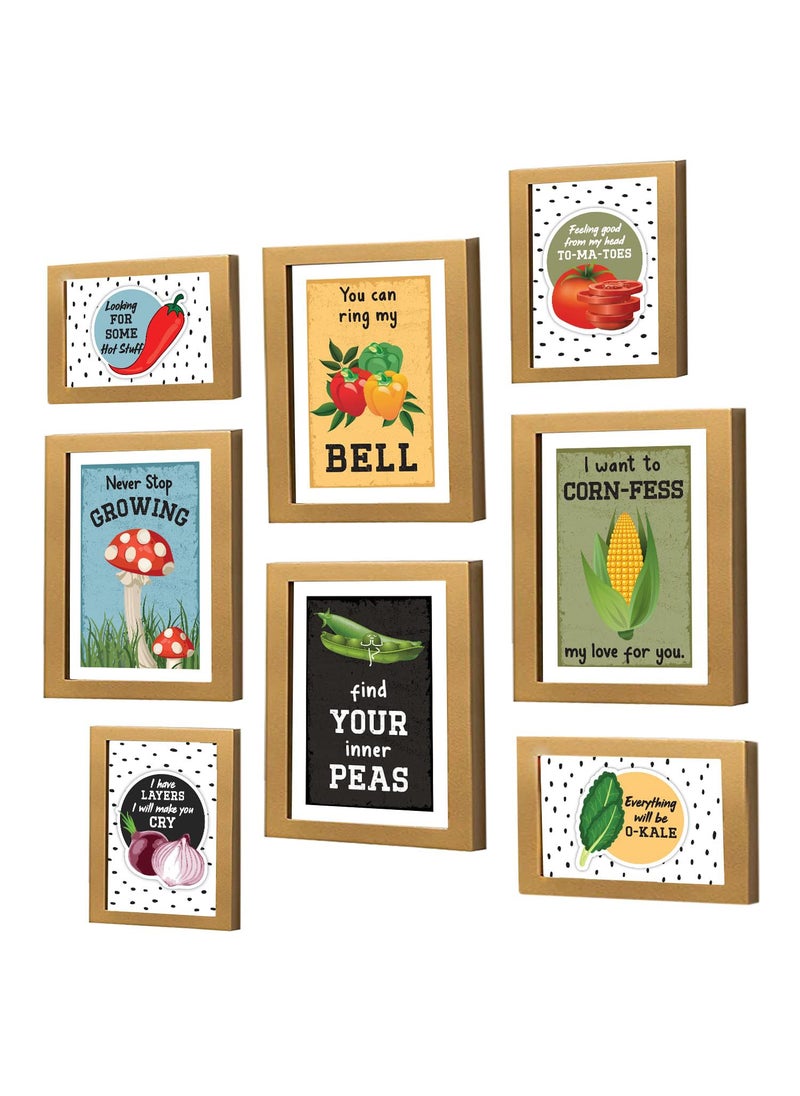 Chaka Chaundh Wood Kitchen Posters For Wall Kitchen Posters Framed Posters For Kitchen Quotes Decor Food Quotes Wall Hanging Combo Kitchen Vegetables Set Of 8