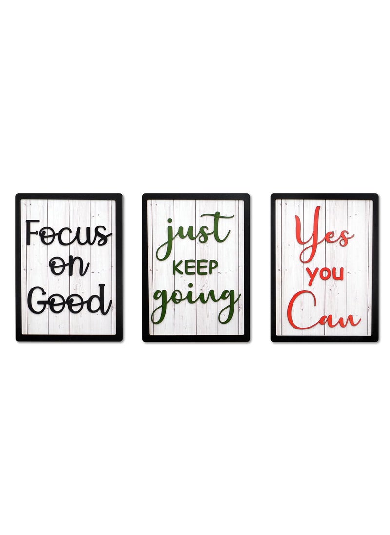 YES YOU CAN FOCUS ON GOOD and JUST KEEP GOING Motivational Quotes Wooden Wall Art With Wooden Frame and Words For Home Office Living Room Caf Restaurant Study Room and CoWorking