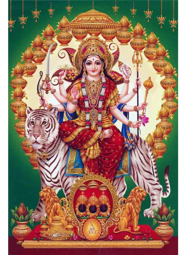 British Terminal Goddess Durga Ambe Sherawali Maa Waterproof Vinyl Sticker Poster 24X36 inches can17033