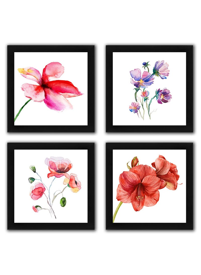 Interio Crafts Botanical Decor Flower Prints For Wall Decoration Size 8 X 8 InchesPack of 4