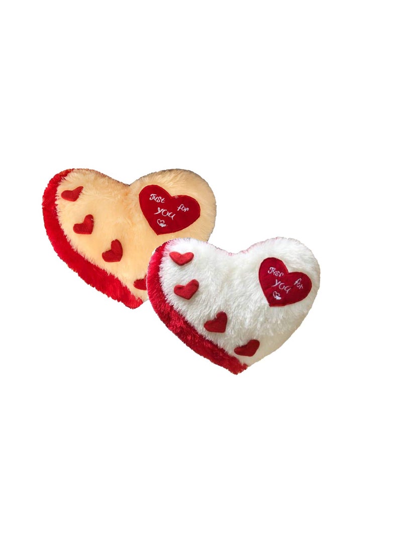 PICKKART Heart Pillow Cushion Gift Set of 2 Pillows for GirlfriendBoyfriendHusbandWIfeCoupleLove one BeigeWhite
