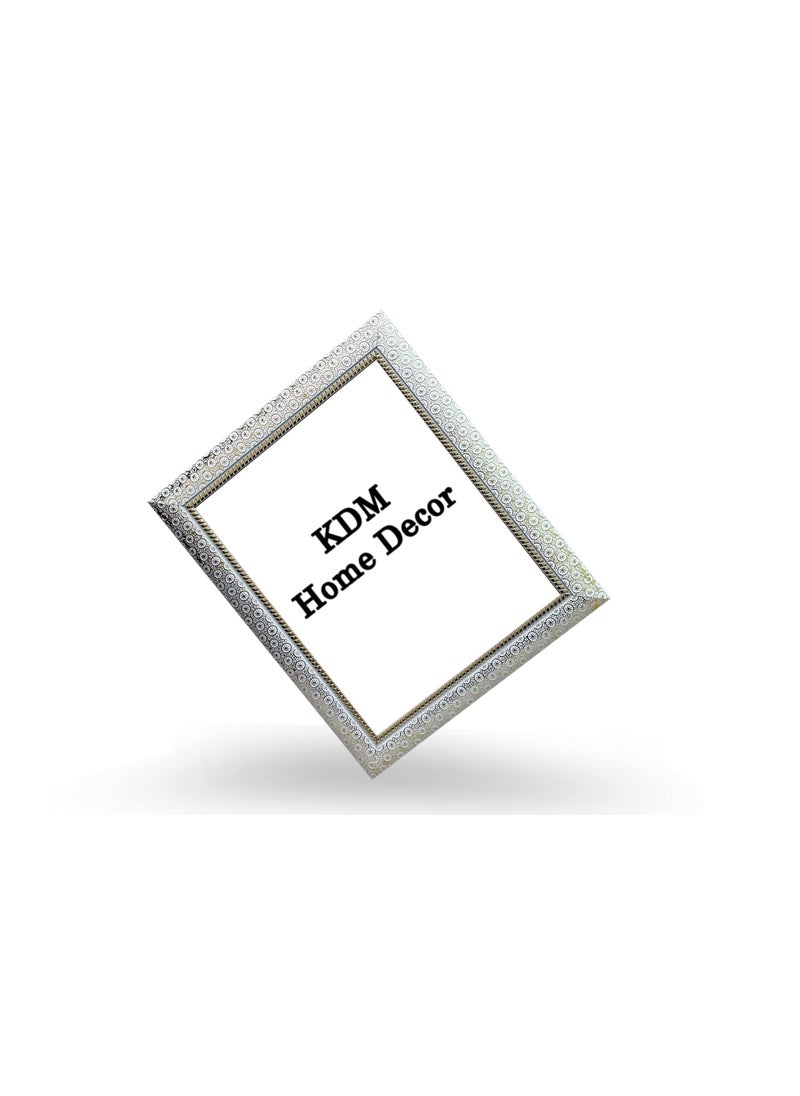 KDM HOME DECOR 8x12 Inch Golden Bindi Color Flexible Glass Synthetic Wood HangingTable Top Modern Photo Frame for Wall Decoration