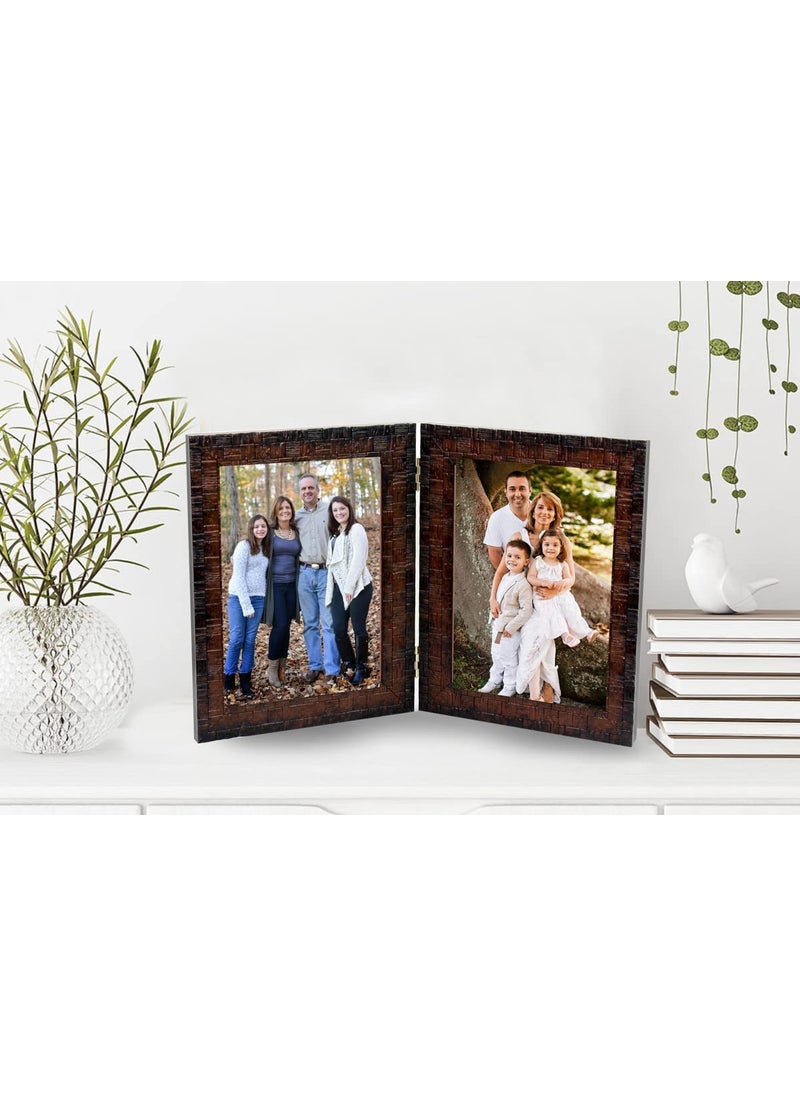KDM HOME DECOR joint photo frame 4x6 Inch Box Brown Color table top