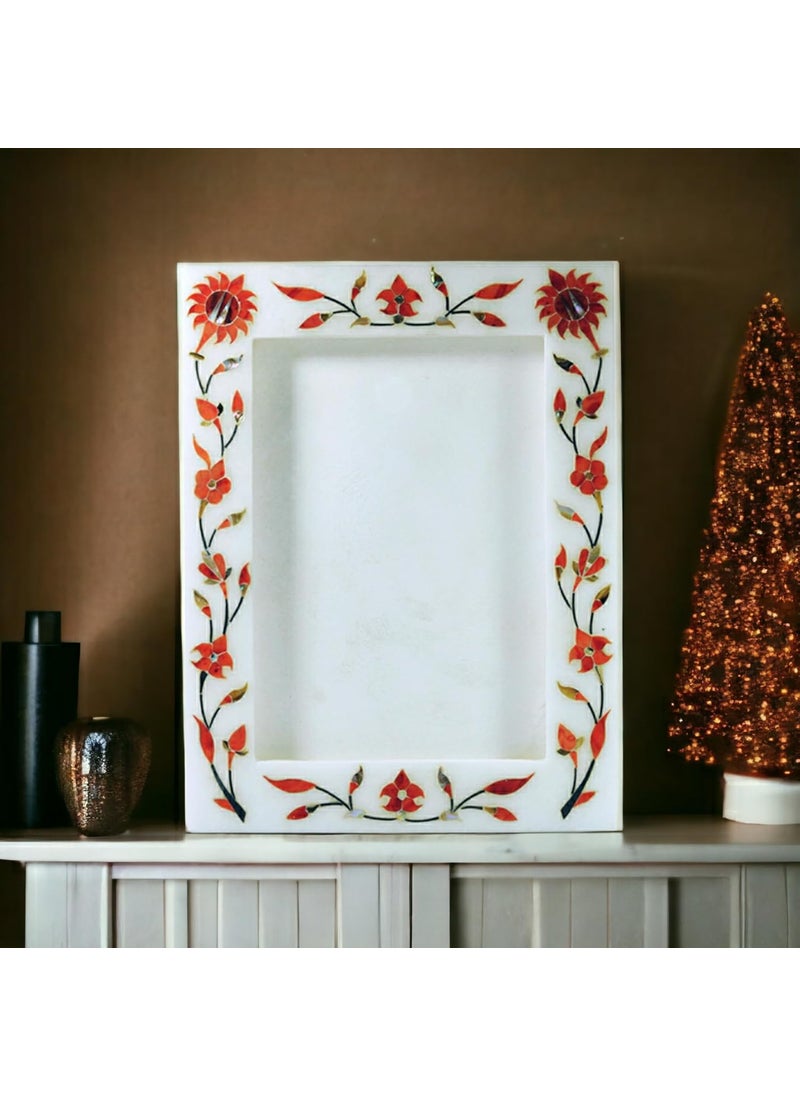 Pooja Creation White Marble Photo Frame Best Use For Home Decor And Photo Collection 7 5inch