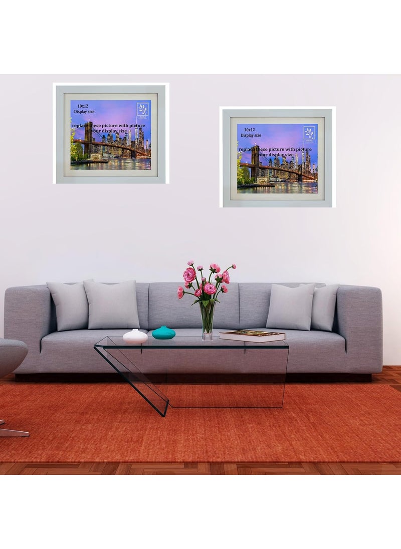 avika wooden store Photo Frame With Mount Set of 2 Color White Size 10x12 inch Perfect for Modern Wall Displays
