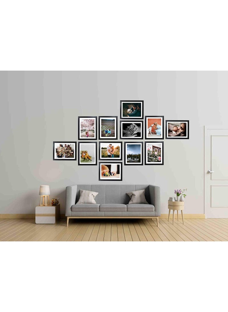 KALA POTLII Photo Frame For Wall Set of 12 Black Picture Frame For Home and Office Collage Decoration