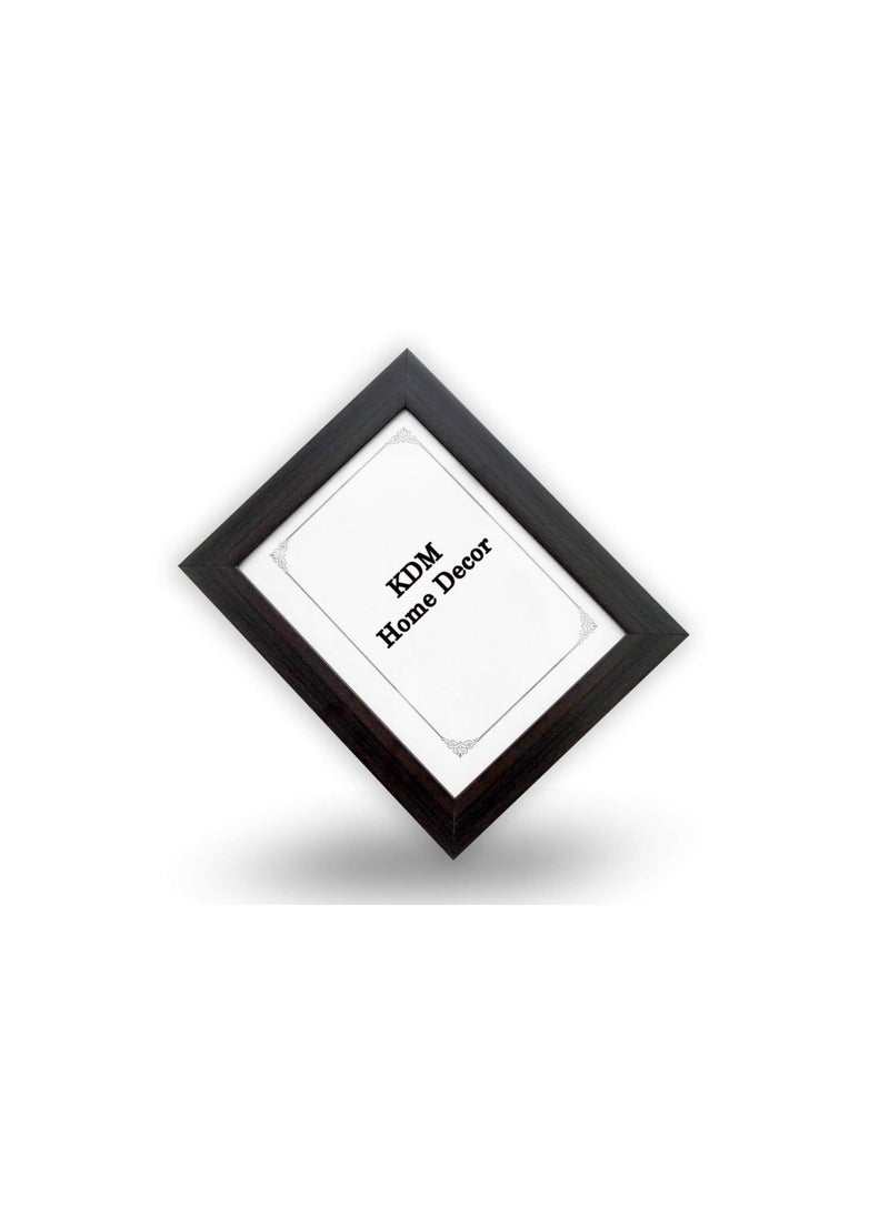 KDM HOME DECOR Photo frame 10x14 Inch Flexible Glass Synthetic Wood Wall Hanging Modern Photo Frame for Wall Decoration Plain Brown Color