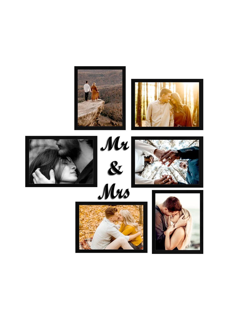 VUF Black wall photo frame set of 06 4pcs 8x12 2pcs 8x10 each