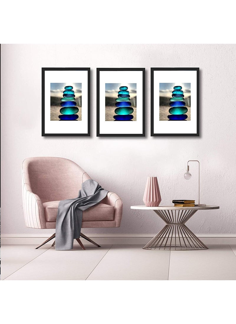 AbhiKalpya Art Studio A3 Size Photo Frame For DocumentCertificate Wall Hanging Picture Frame For Home and Office Wall Decoration12x18 inch Black Set of 3