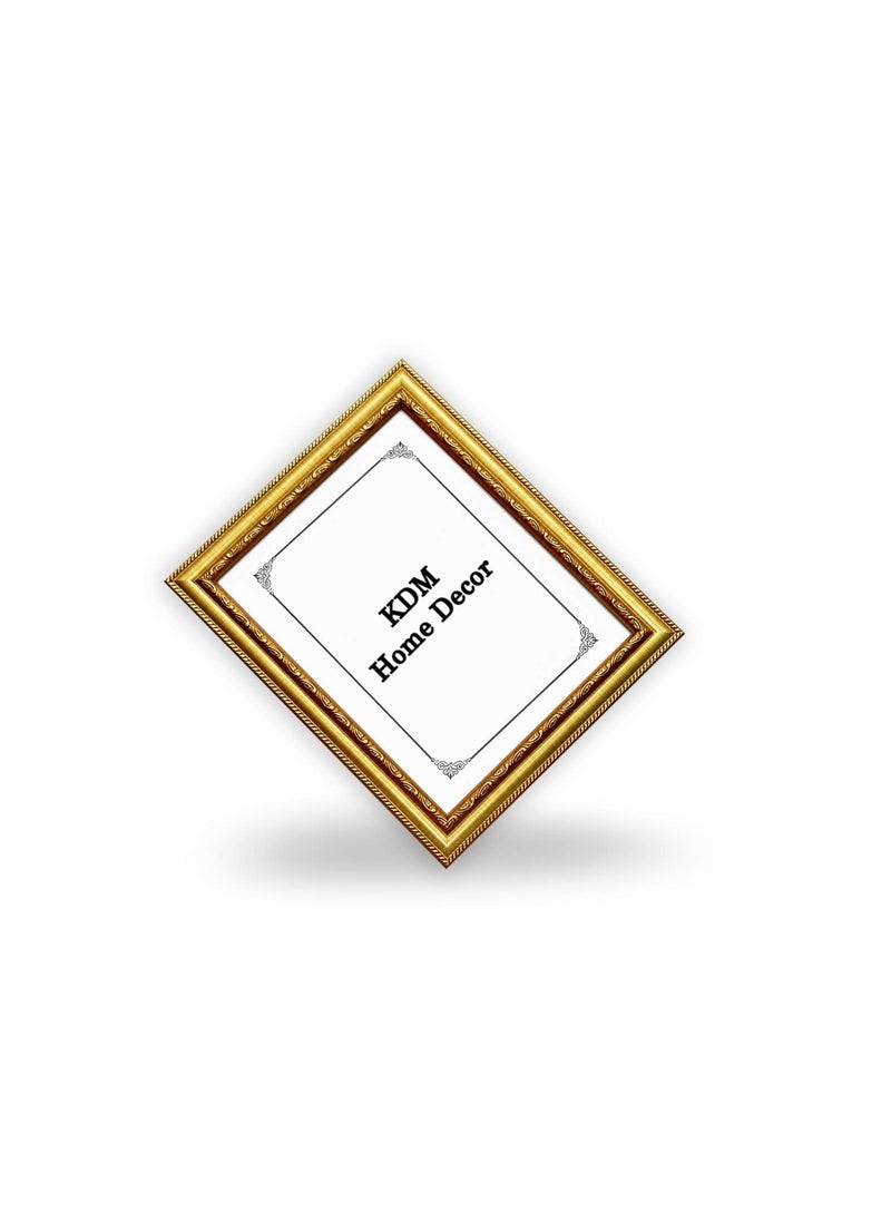 KDM HOME DECOR Photo frame 12x18 Inch Flexible Glass Synthetic Wood Wall Hanging Modern Photo Frame for Wall Decoration Golden Color