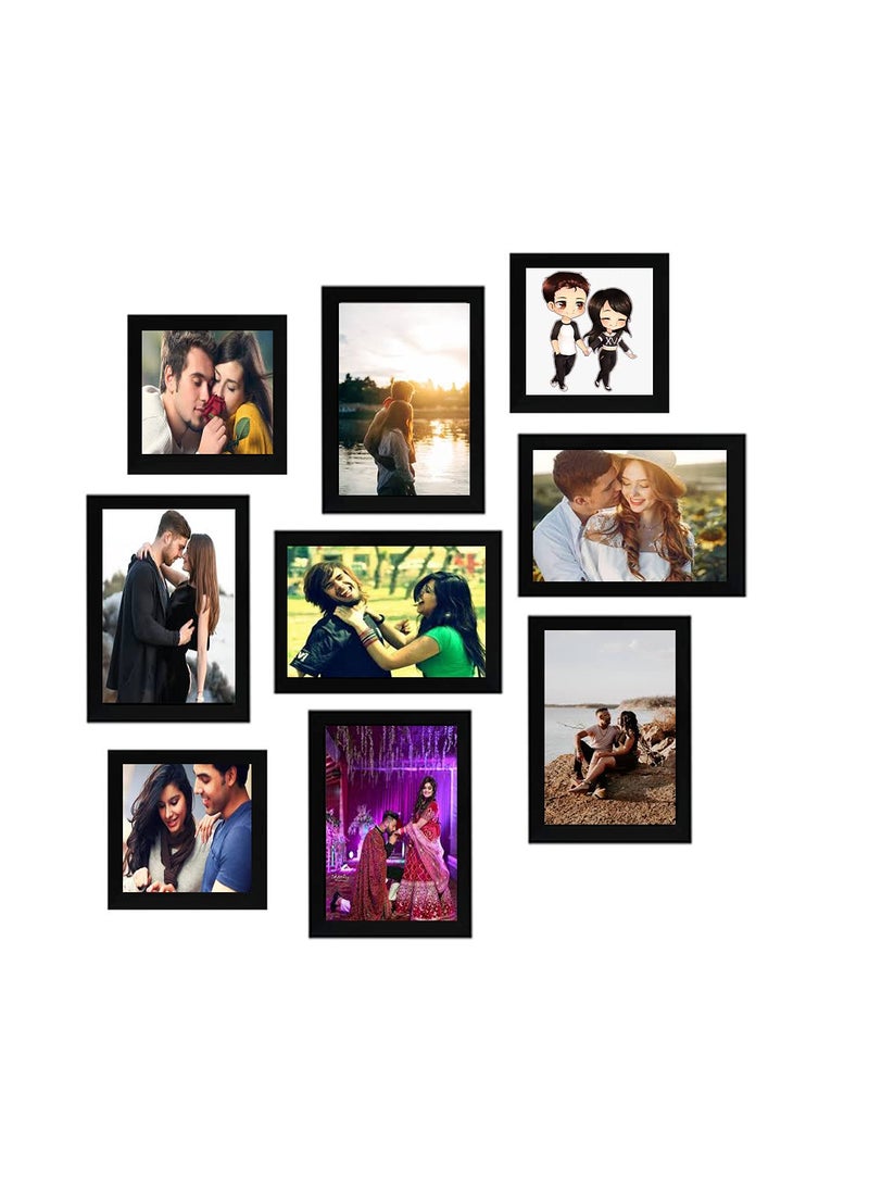 VUF Black wall photo frame set of 09 06 pcs 5x7 3pcs 5x5 each