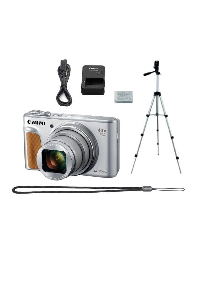 Power Shot SX740 HS Lite Silver With Tripod & Accessories