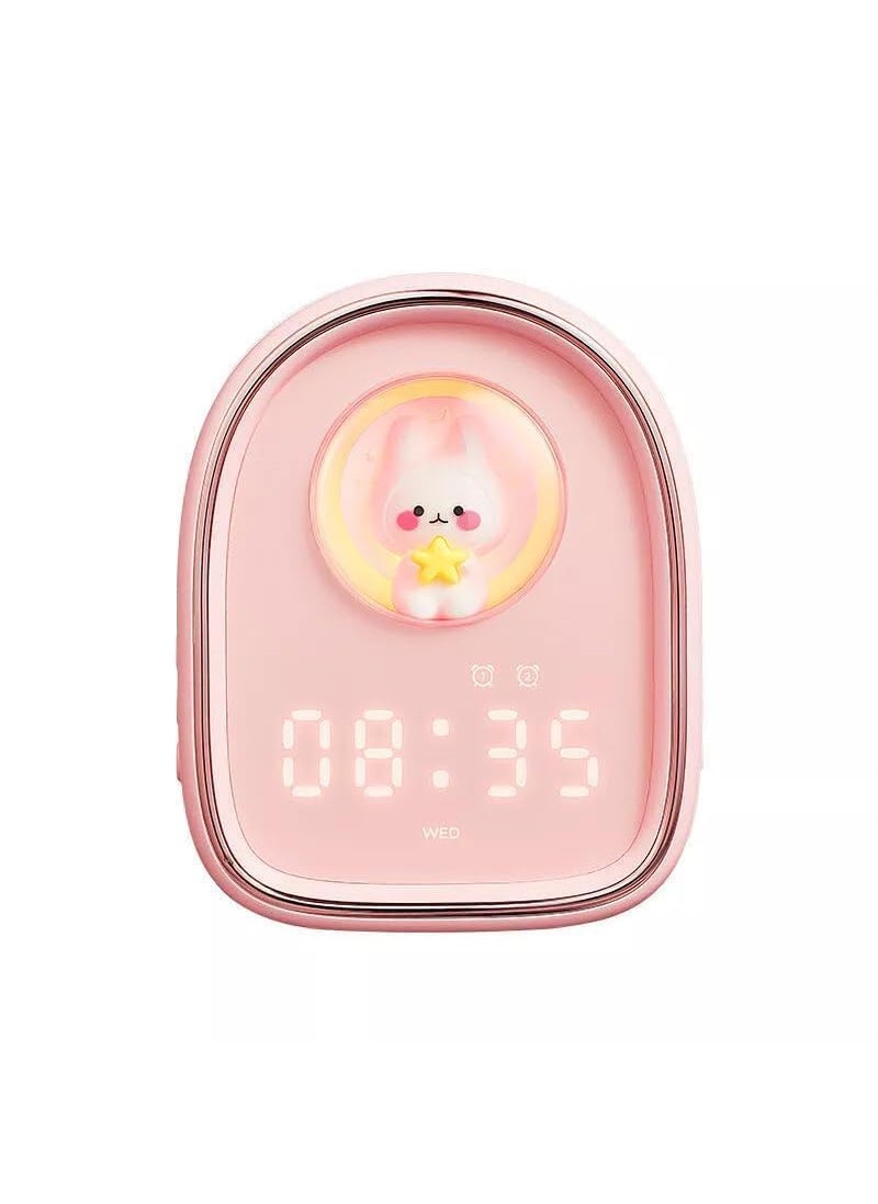 MVM Enterprise Rabbit Alarm Clock Adorable Rabbit Alarm Clock Kids Cartoon Bedside Soft Night Lamp with Timer Charging Soft Light Night Lamp Time Charging Duration Lovely Alarm Clock