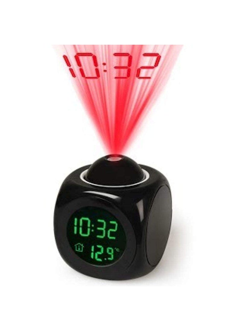 PARABRAHMA Plastic Digital Lcd Voice Talking Function Led WallCeiling Projection AlarmSnoozeTemperature Display 12Hr24Hr Bedside Alarm Clock Multicolor