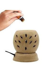 Handcrafted Premium Ceramic Electric Aroma Diffuser and Oil BurnerElectric Wired lamp with Bulb for Room Freshner and IndoorsTransform Your Home with Fragrance and Illumination Round