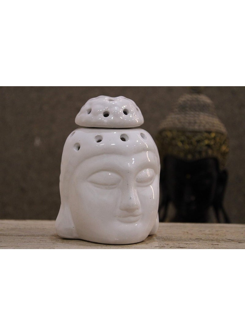 KC KULLICRAFT Ceramic Buddha Shape Aroma Diffuser Oil Burner Off White