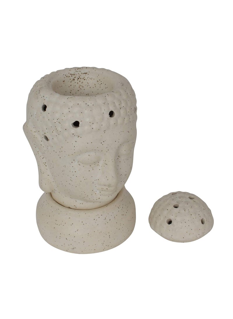 Mkd2 Rise Ceramic Electric Aroma Oil Diffuser Burner for Fragrance at Home Office Buddha Shape 6 Inch White