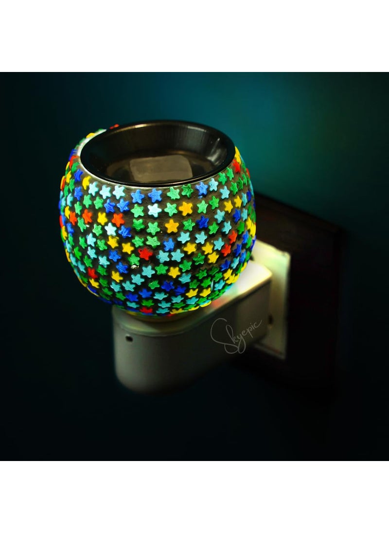 Skyepic Glass Kapoor DaniElectrical Camphor DiffuserIncense Burner Essential Oil Diffuser with On Off Switch to Toggle Between Burner Lamp