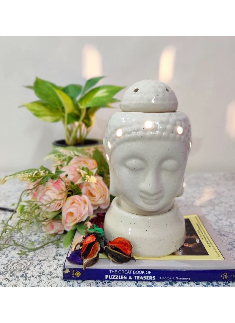 Homefrills Electric Ceramic Buddha Aroma Diffuser with 10ml Aroma Oil for HomeOffice Spa Air Purifier and Freshener for AromatherapyOil Burners 20x11x11cm Buddha Diffuser with 10ml Aroma Oil