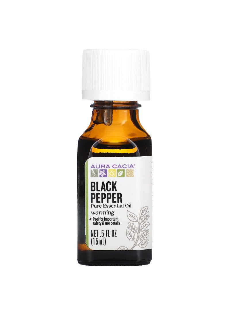 Aura Cacia Black Pepper Essential Oil, 0.5 Fluid Ounce, Paclaging May Vary