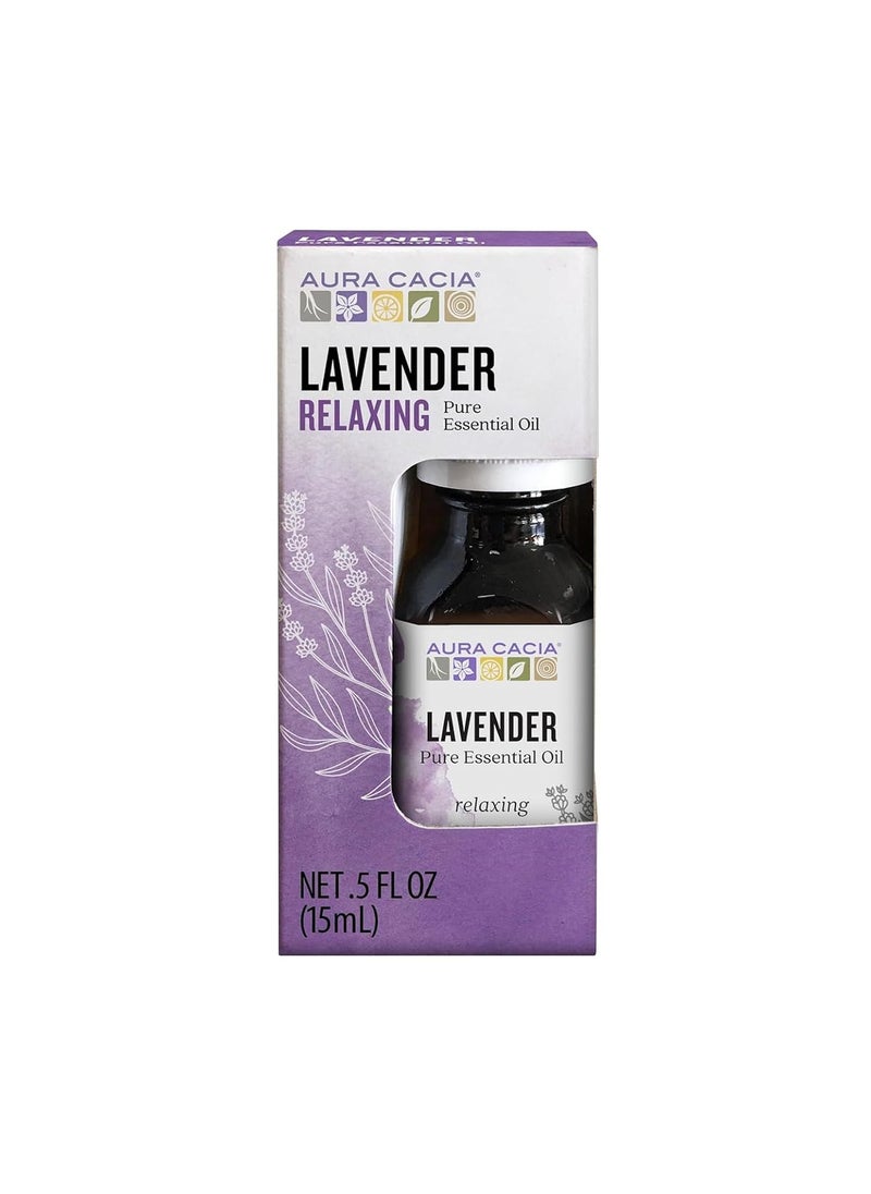Aura Cacia 100% Pure Lavender Essential Oil, 0.5 fl. oz, Calm Relaxing Aroma, Therapeutic Grade, Ethically Sourced Lavender