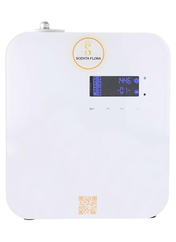 Scentique Mini V2 Aroma Diffuser for Meeting Rooms and Offices | Up to 500 m³ Coverage Compact | Fully Programmable with Scenta Flora Mobile App with 150 ml Capacity (White)