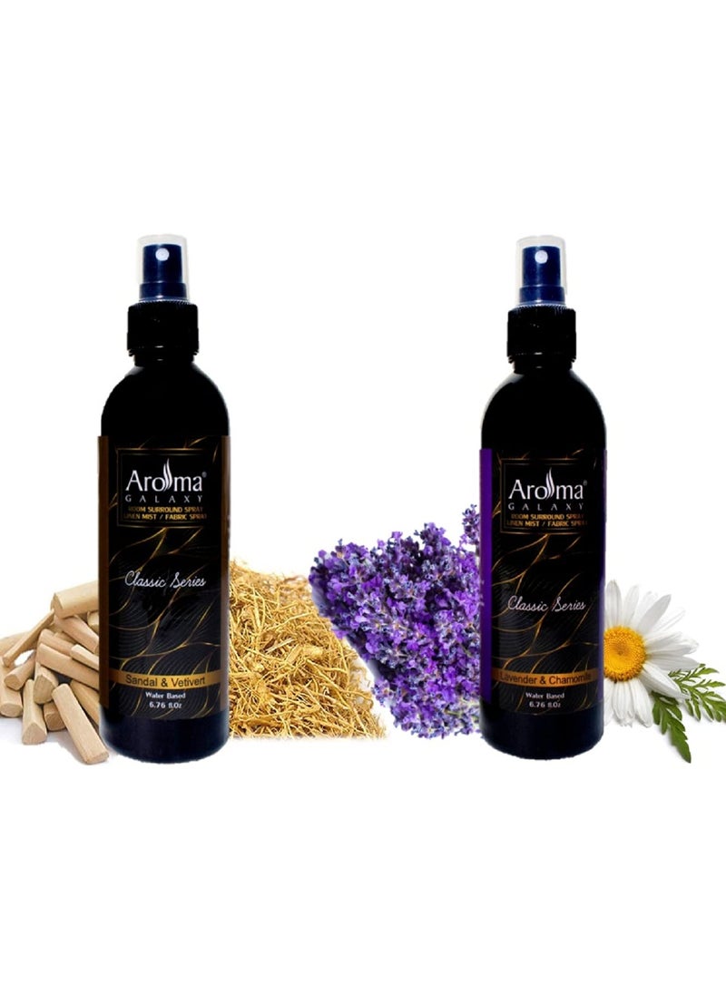 Aroma Galaxy Aromatherapy Room Spray Room Freshener Spray Room Sanitizer Spray for Home and Office Sandalwood Vetiver Lavender Chamomile Fragrance Pack of 2 200 ml each
