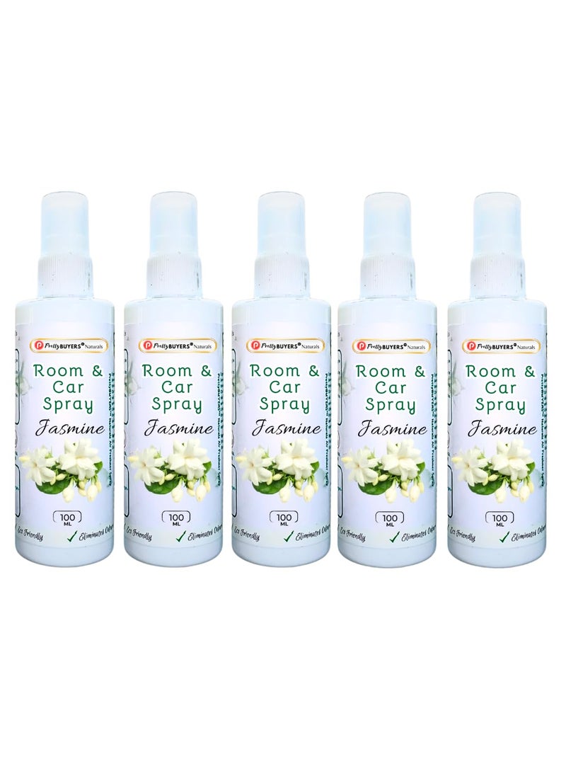 PrettyBUYERS Naturals Jasmine Room Spray Air Freshener Odor Eliminator Spray Room Fresheners For Home Car Furniture 100MLx5