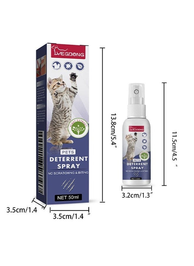 Pets Deterrent Spray，Cat Scratch Deterrent Spray,Stop Cats Scratching Furniture,Stop Spray for Cats and Dogs(50ML)