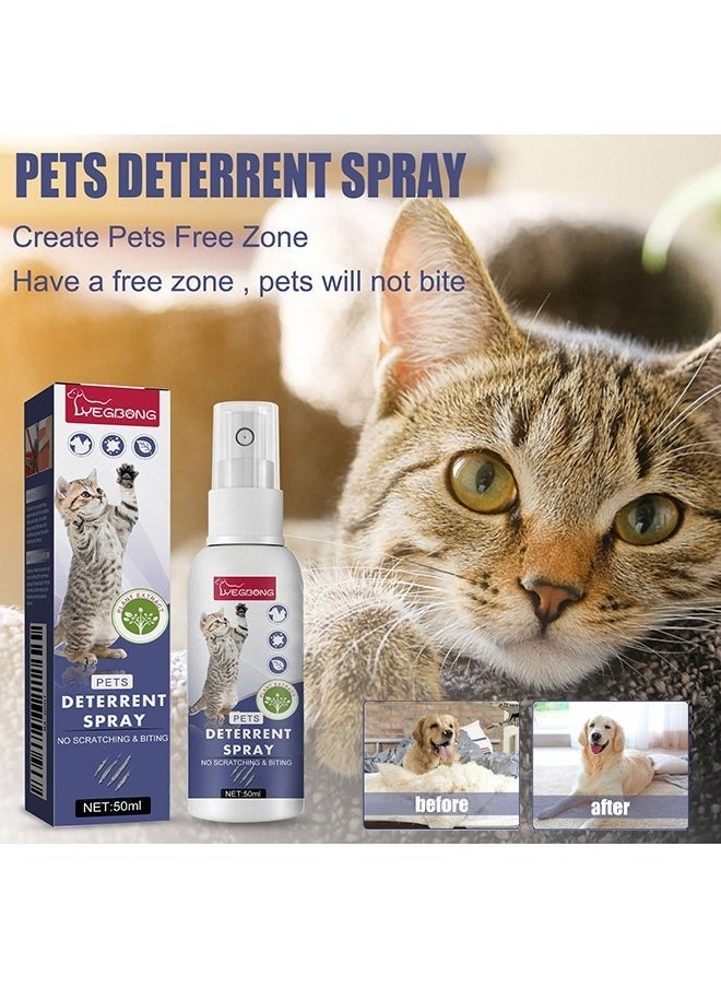 Pets Deterrent Spray，Cat Scratch Deterrent Spray,Stop Cats Scratching Furniture,Stop Spray for Cats and Dogs(50ML)