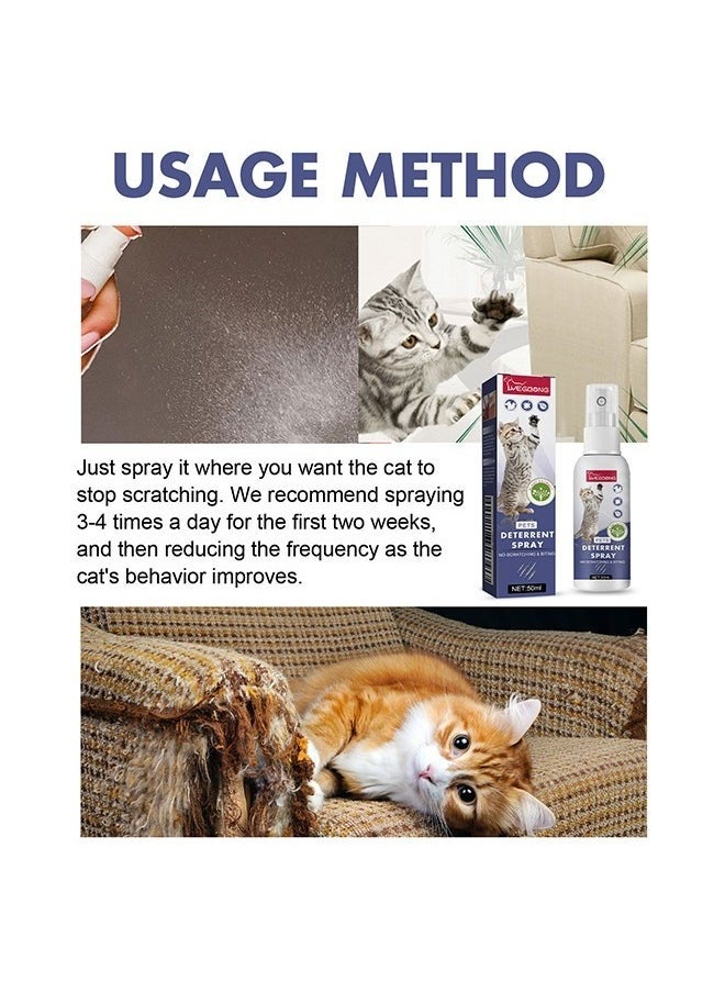 Pets Deterrent Spray，Cat Scratch Deterrent Spray,Stop Cats Scratching Furniture,Stop Spray for Cats and Dogs(50ML)