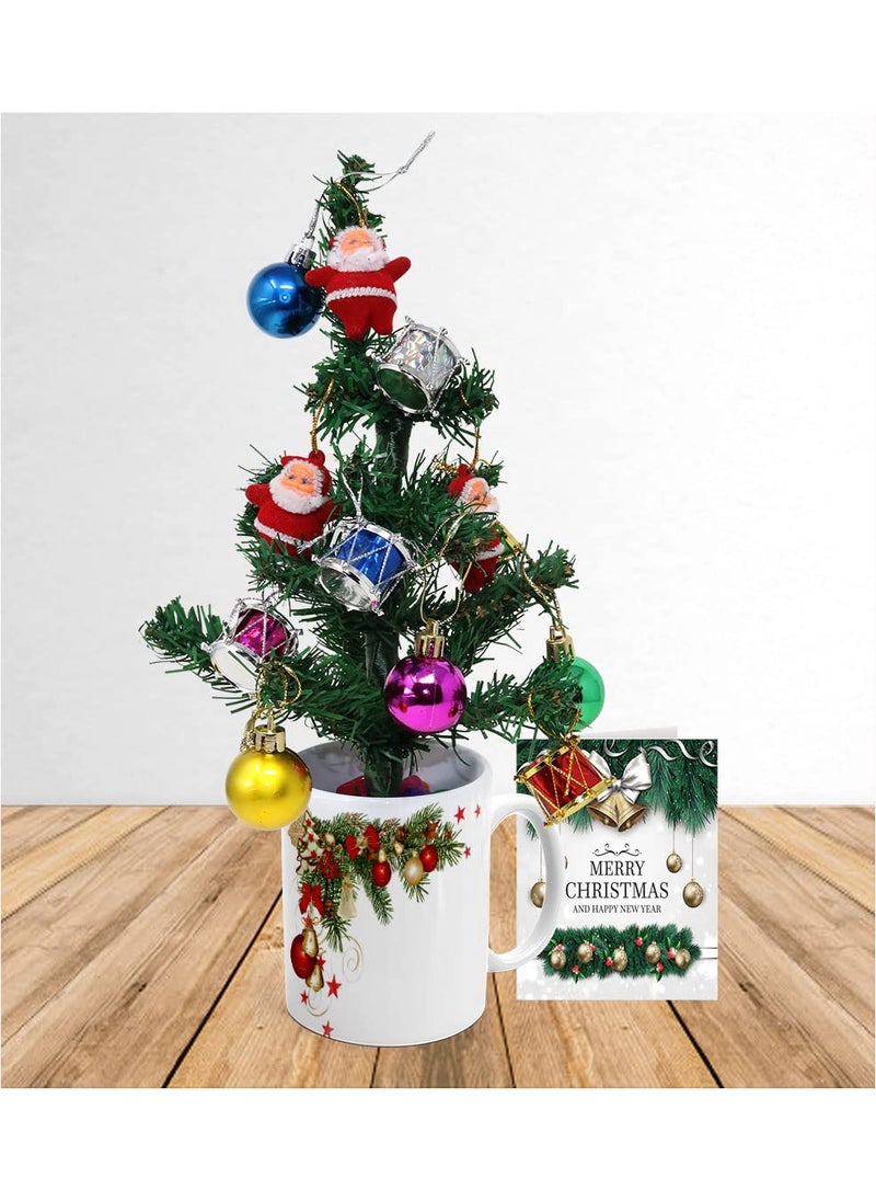 Khakee Merry Christmas Theme Mug Xmas Tree with 10 pcs Ornaments Xmas Card Combo Set Xmas Decoration Gift Setcmx21672