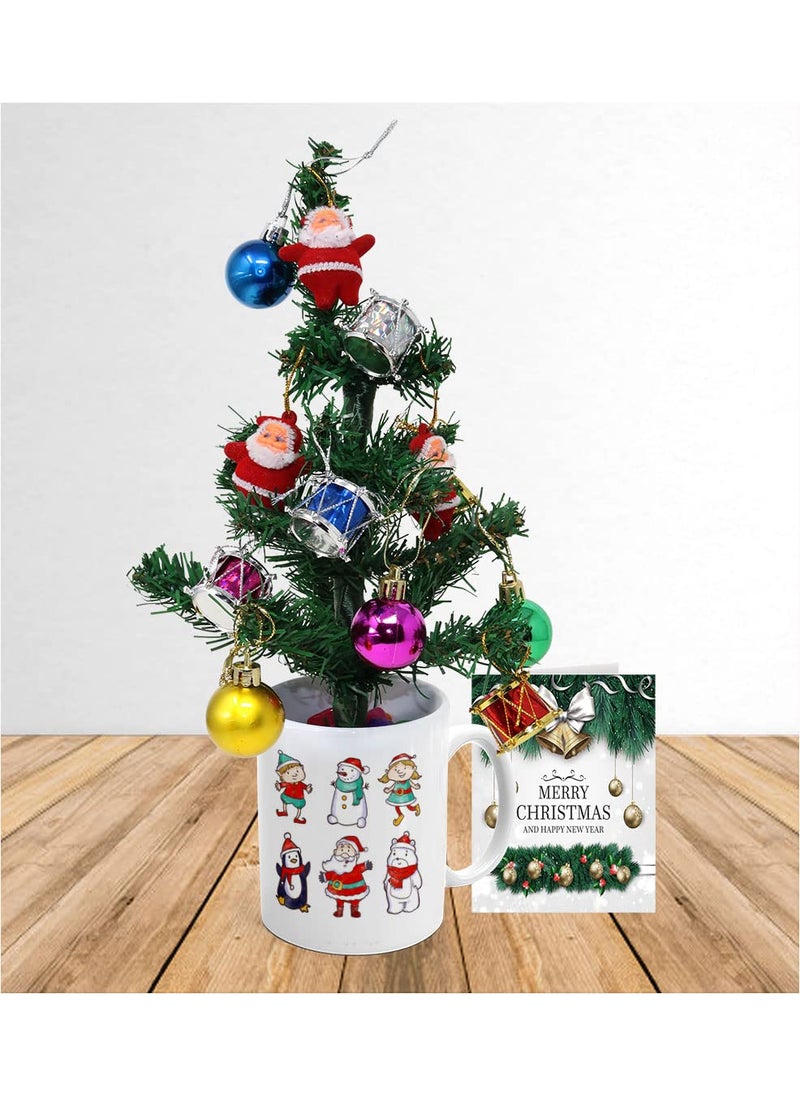 Khakee Merry Christmas Theme Mug Xmas Tree with 10 pcs Ornaments Xmas Card Combo Set Xmas Decoration Gift Setcmx21630