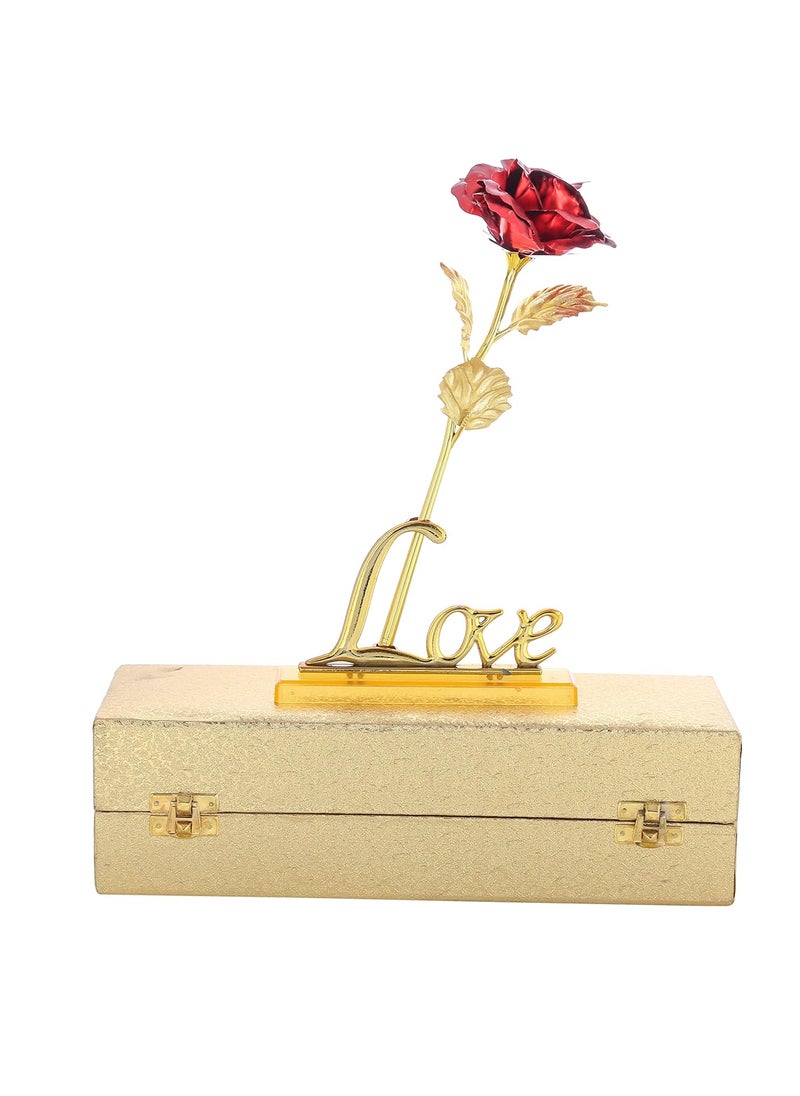 INTERNATIONAL GIFT Red Rose and Love Stand with Golden Velvet Box and Heart Shape Red PillowCushions 25 cm