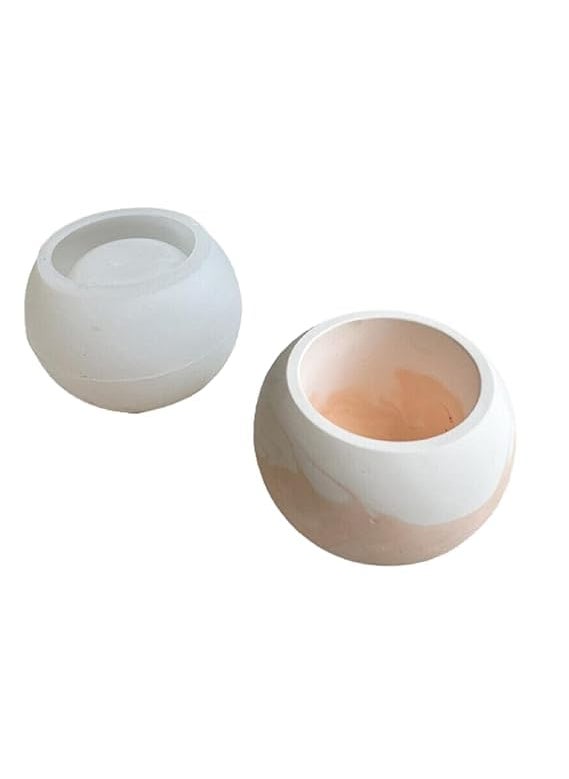 FirstTry Planter Mold I Casting Plant Silicone Epoxy Candlestick Mould I Succulent Concrete Vase Resin Molds I for DIY Handmade Jewelry Trinket Makeup Storage Candle Flower Pot Pen Holder Round
