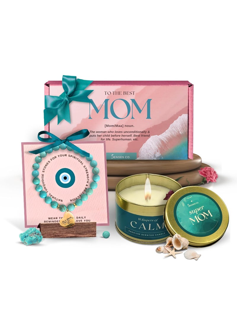 5 Senses Co Luxury Relaxation Gift Set for Mom Mothers Day High End Certified Natural Stones Premium Scented Candle
