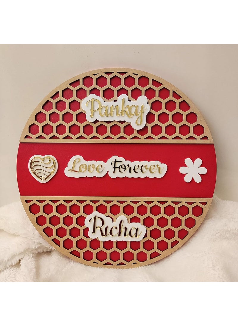 BAPUBEBE Personalized Customised Wedding Anniversary Valentines Engagement Gift for Couples with Name Bride Men Women Girls Marriage Useful Unique Wooden Design 3