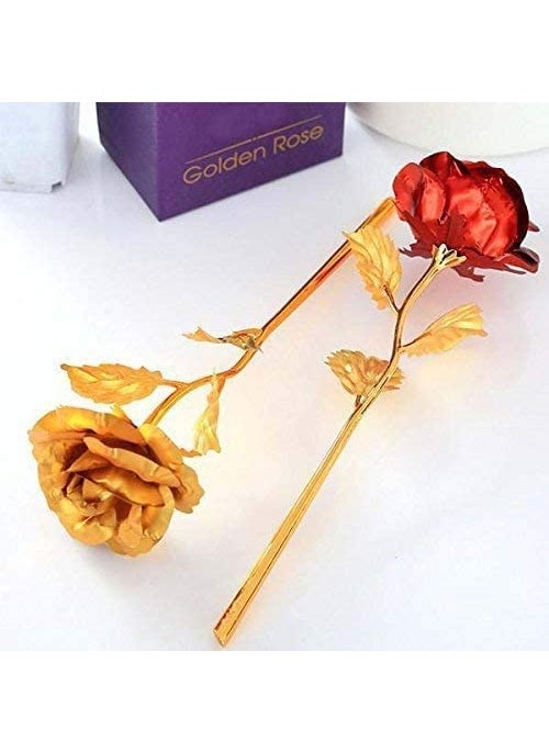 The Decor Affair 2 Pcs Romance with Our 24K Golden Rose and Red Rose Combos Exquisitely Crafted and Delivered with Love Perfect for Anniversaries Valentines Day Birthdays or Just Because Gifts