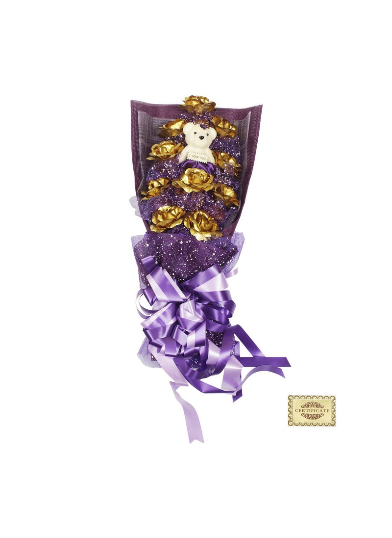 RELBEES 24K GOLD ROSE BOUQUET11INC VALENTINE GIFTGIFT FOR HERGIFT FOR HIMGIFT FOR HUSBAND ANNIVERSARY SPECIAL LOVEGIFT ITEM FOR WOMENVALENTINE GIFT SET