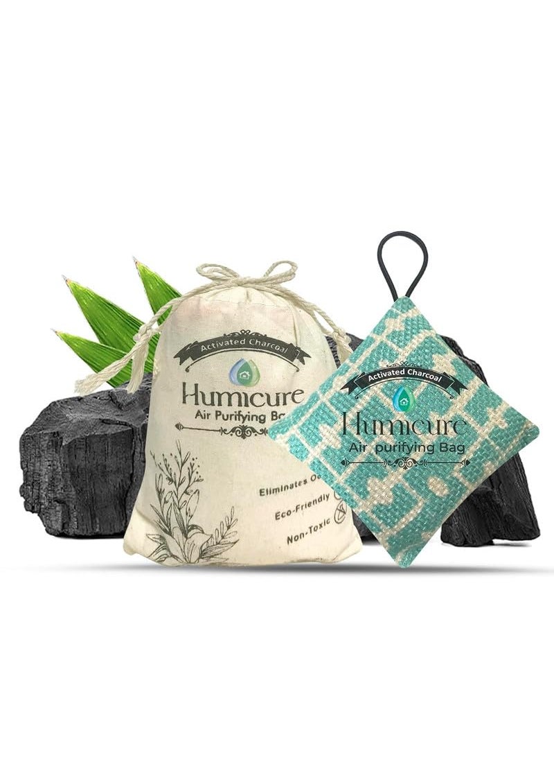Humicure Activated Charcoal Air Purifier Bags 75 Gram Odor Remover Freshener for Car Kitchen Bathroom Wardrobe Shoe Rack Pets Green 3
