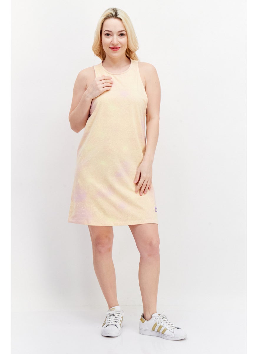 Women Sportswear Fit Brand Logo Training Dress, Yellow Combo